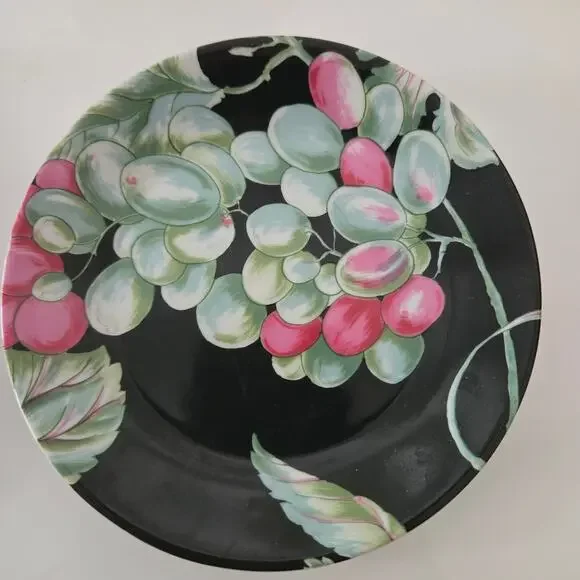 VTG Philippe Deshoulieres Grape Harvest Limoges Cocktail Canape Plates- Set of 6 - Picture 3 of 6